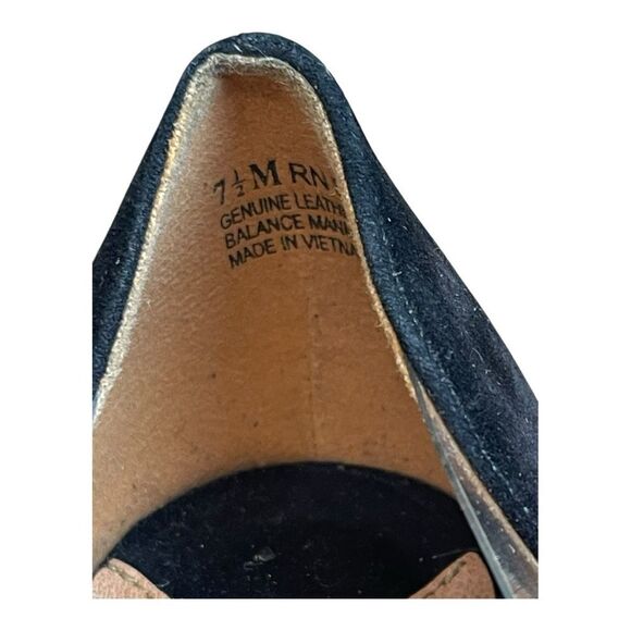 Leith Black Suede Leather PVC See Through Pointed Toe Pumps Heels Size 7.5 EUC - Picture 3 of 7